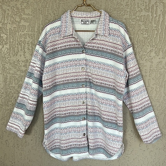 Vintage Tops - Keneth Too Vintage Printed‎ Long Sleeve Collared Button Down Shirt